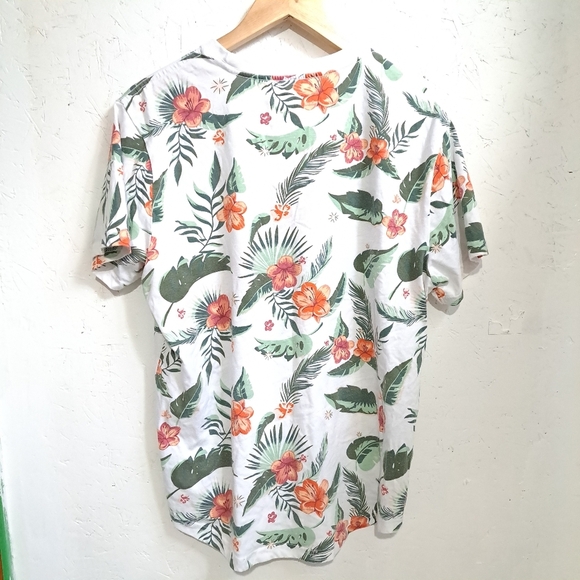 Aeropostale | White tropical pattern men's crew neck t shirt - Picture 4 of 8